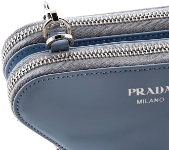 Pre-Loved Triangle Double Pouch Crossbody Crystal Embellished Satin Mini, Blue