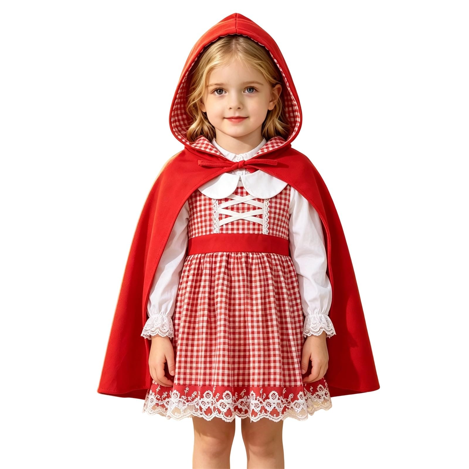 Girls Little Red Riding Hood Costume with Cape, World Book Day, Birthday, Halloween, Xmas, Fancy Dress, Role Play Outfit, Ages 6M-4 Years, Red