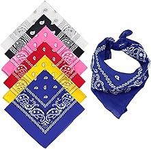 Square Scarf, Set of 6 Classic Bandanas Scarf with Paisley Pattern, Bandanas for Men and Women