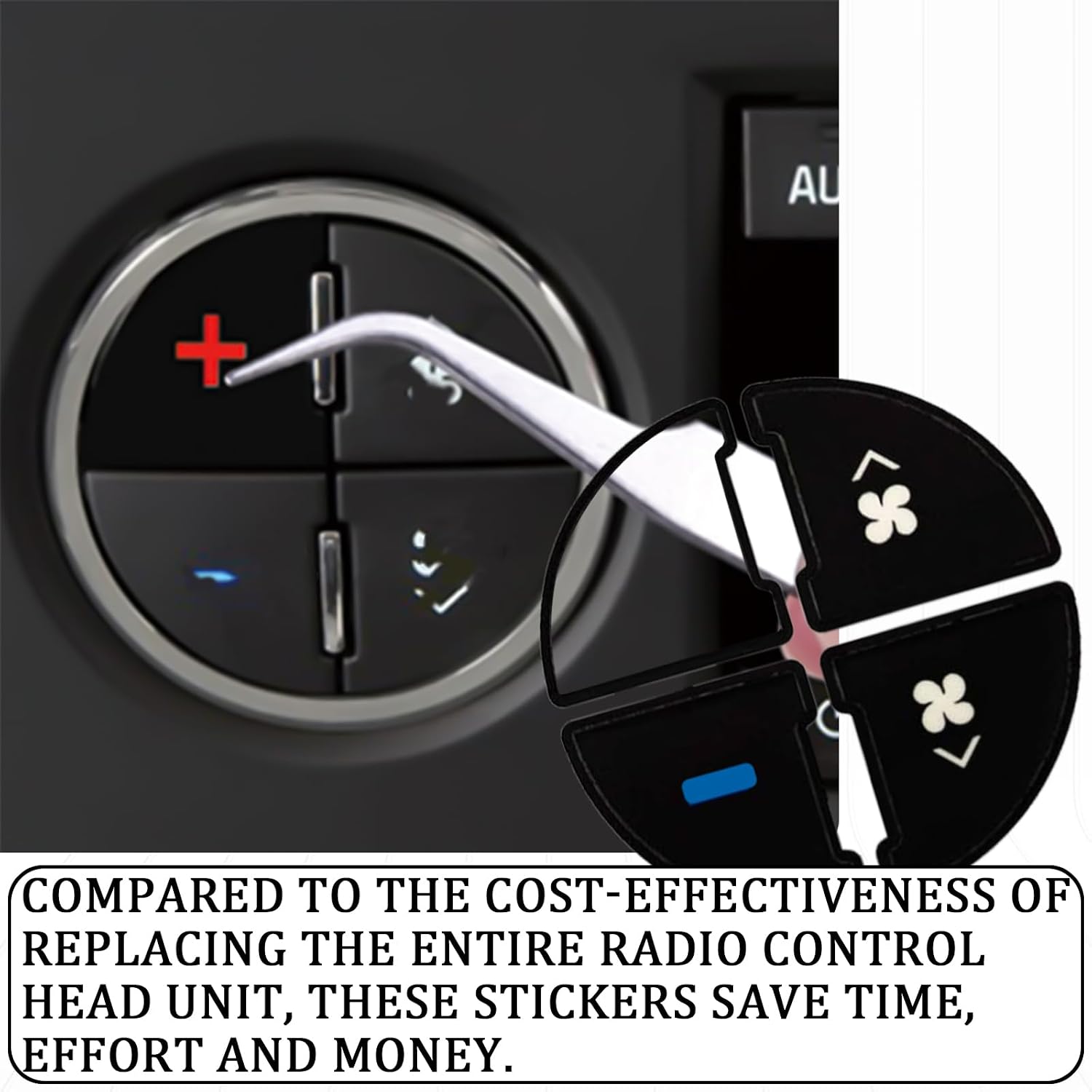 2PCS AC Dash Button Repair Kit for Chevy, Dash Replacement A/C Radio Panel Control Buttons Stickers for Select 07-14 GM Vehicles Fixing Ruined Faded Knob Decal Car SUV Van Truck Accessories