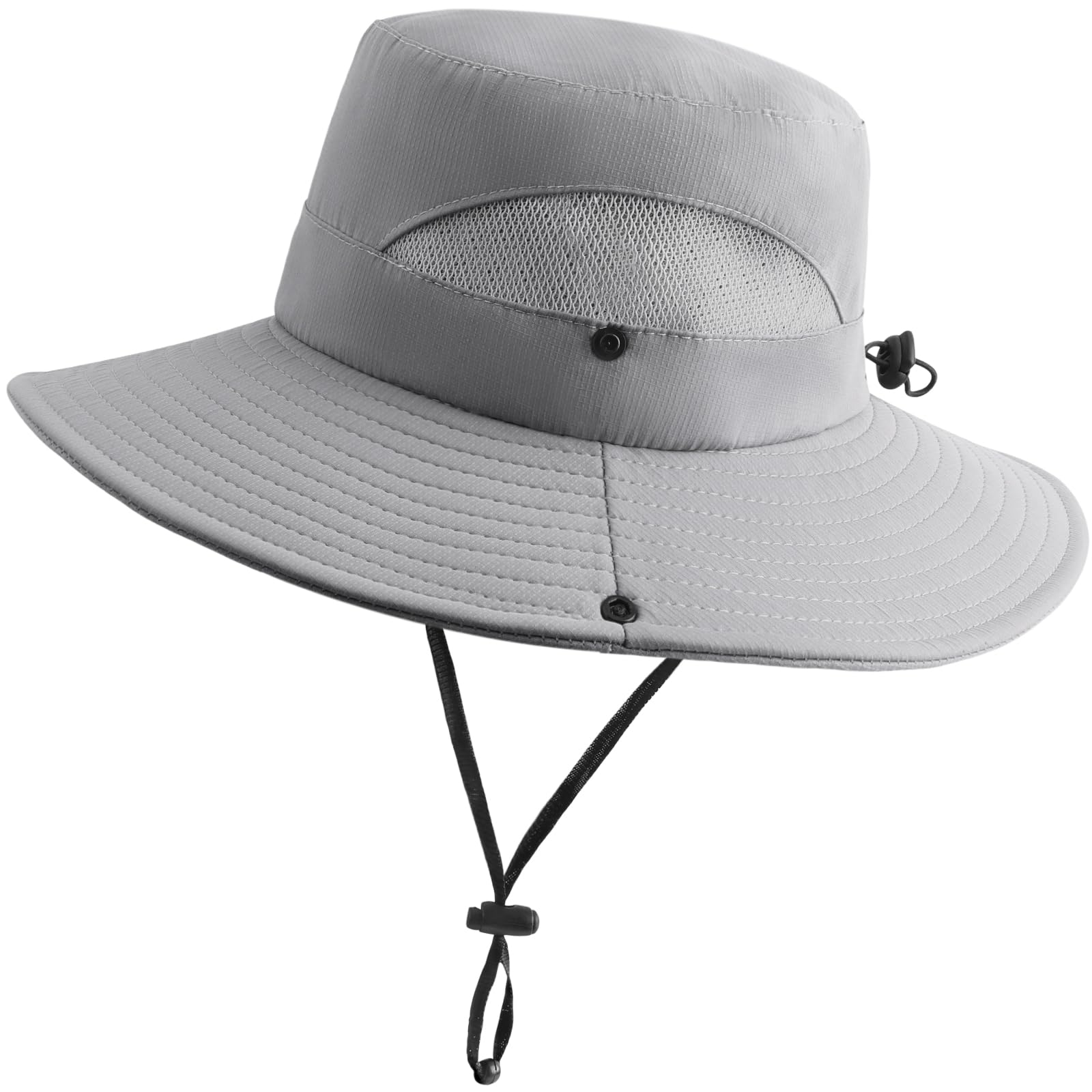 DRESHOW Damen Sonnenhut UV Schutz Hut Faltbar Mesh Breite Krempe Angeln Pferdeschwanz Sommerhüte Strand Eimer Hüte