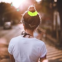 Vista 6 de Coleteros de neón para cabello de los años 80 y 90, 4 piezas de satén de seda para el cabello, bandas elásticas para el cabello, bandas elásticas