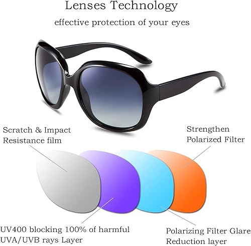 Miniatura 7 de FEISEDY Gafas de sol polarizadas de gran tamaño para mujer, lentes TAC, gafas de sol de marco grande vintage B2434