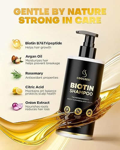 Miniatura 6 de Juego de champú y acondicionador de biotina para crecimiento del cabello con infusión de tripéptido, tratamiento hidratante voluminizador