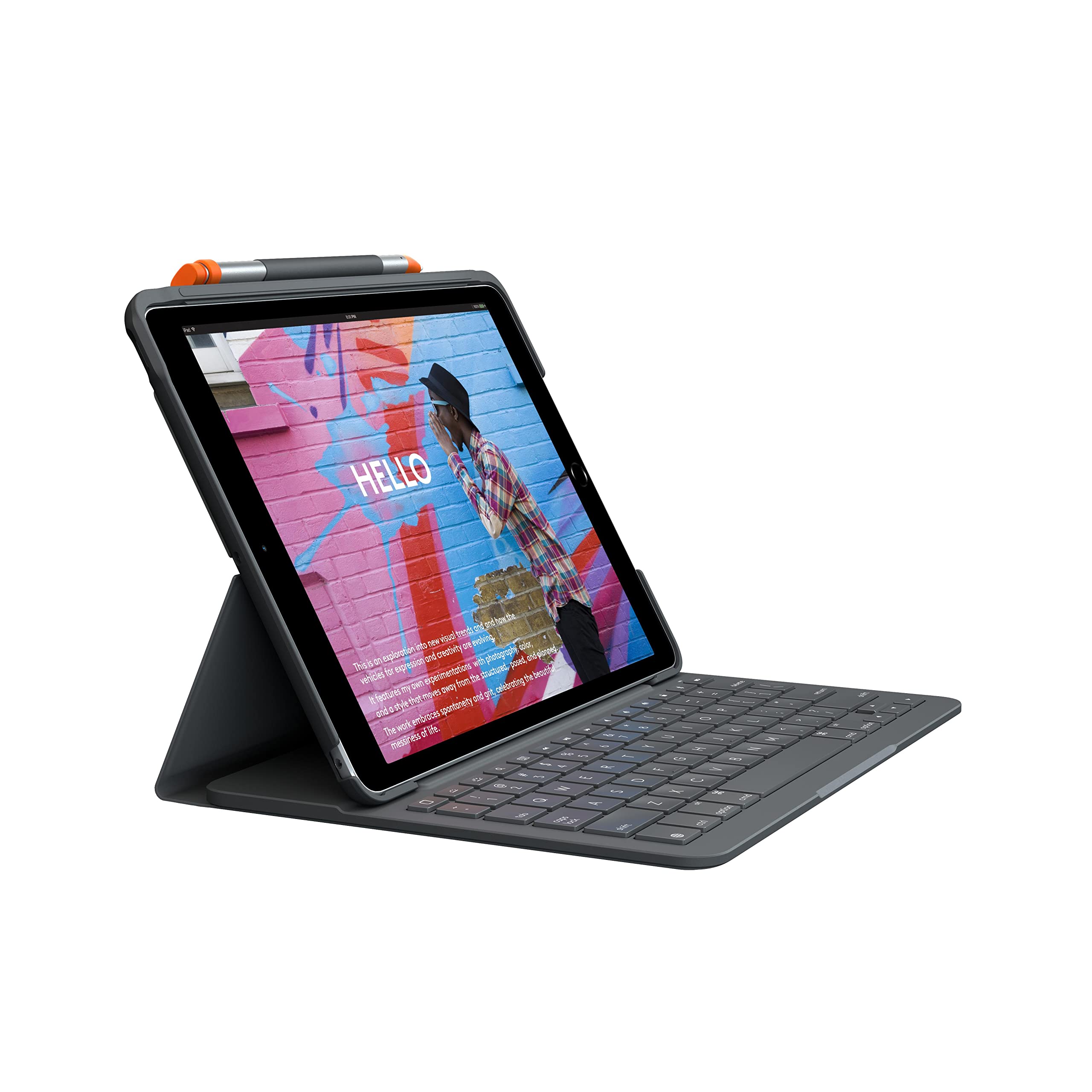 Logitech iPad (7th generation) Keyboard Case | Slim Folio with integrated wireless keyboard - Graphite