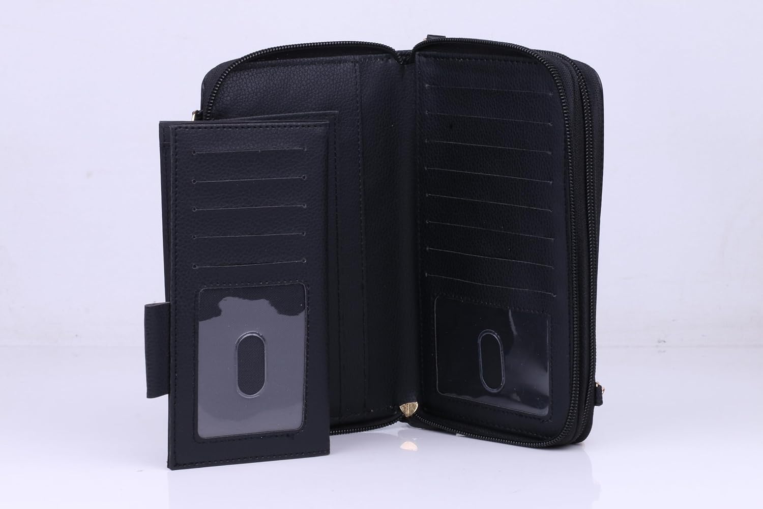 Julia Buxton RFID Blocking Wallet on a String for Women - Compact Crossbody Bag with Removable Wristlet Strap, 15 Card Slots & Multiple Zip Pockets, Black - Image 3