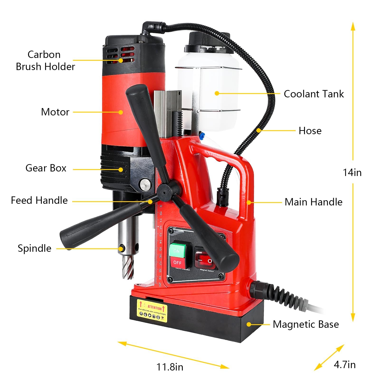 Trapano Magnetico, 1300 W, Portatile, 1,57" Diametro, 810 Giri/Min, Potente per Metallo, Legno e Edilizia