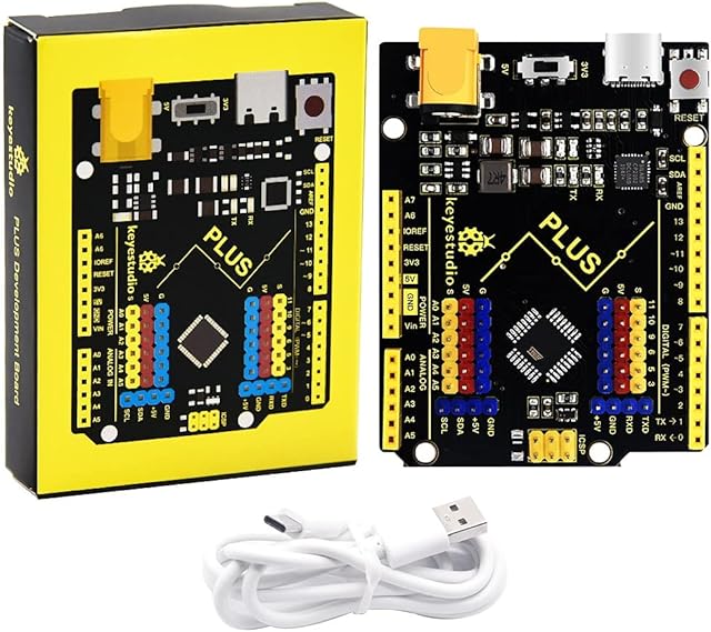 KEYESTUDIO UN0 R3 PLUS Rev3 Microcontroller Board CP2102 Chip Compatible with Arduino IDE with T-type Cable