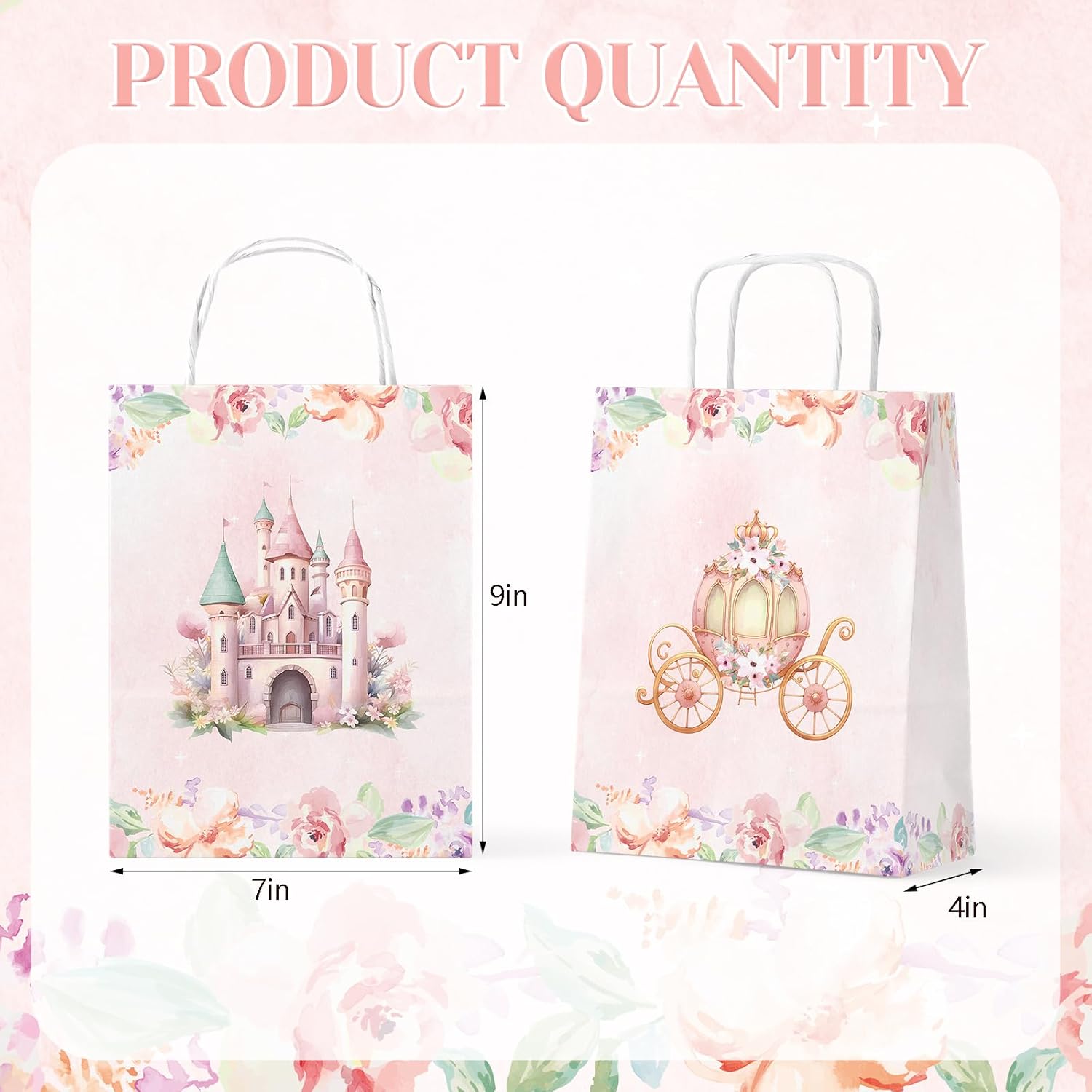 KALEFO 24pcs Princess Party Favor Bags with Handles Castle Pumpkin Carriage Candy Goodie Bags for Gender Reveal Lady Wedding Supplies - Image 4