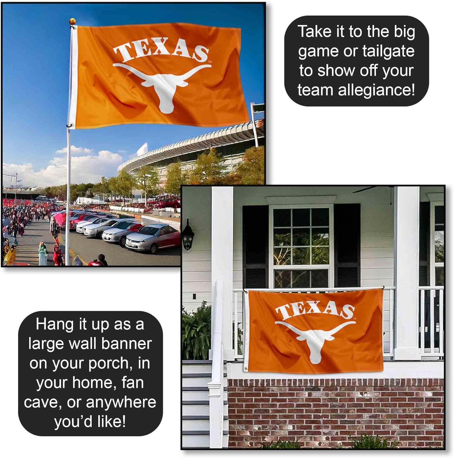 College Flags & Banners Co. UT Texas Longhorns University Large College Flag - Image 4