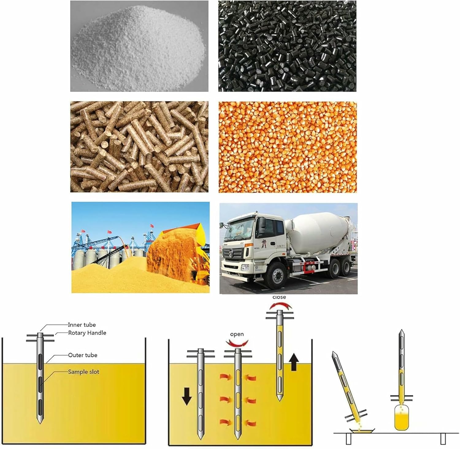 Grain Probe Sampler - Stainless Steel Solid Sample Probe, Stainless Double Tube Stratification for Powder, Cement, and Fertilizer
