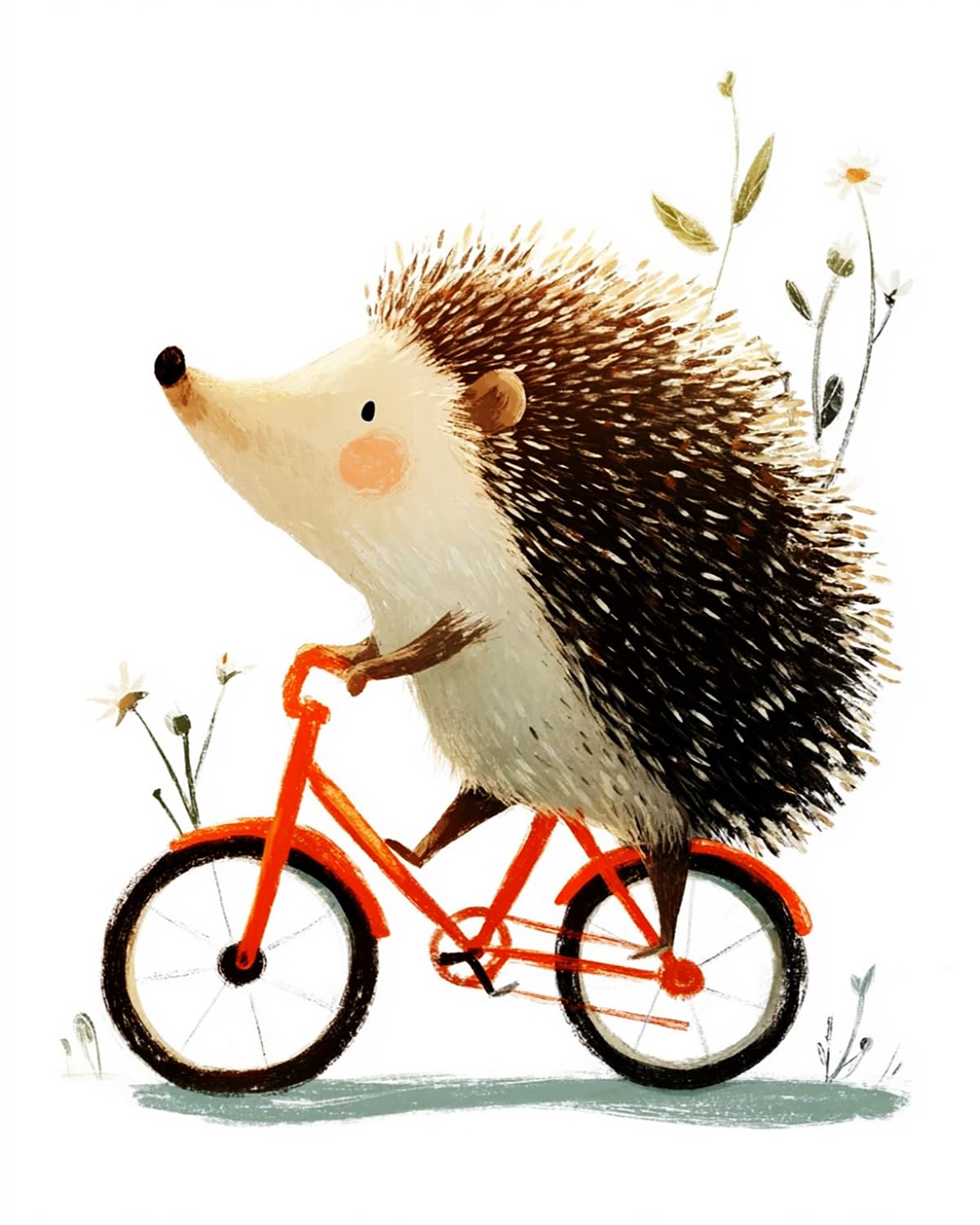 LIUBAISHI Paint by Numbers for Adults – 16"x20" | DIY Wall Art for Living Room, Relaxing Hobby for Stress Relief, Full Painting Kit with 3 Brushes-Hedgehog Riding a Bicycle