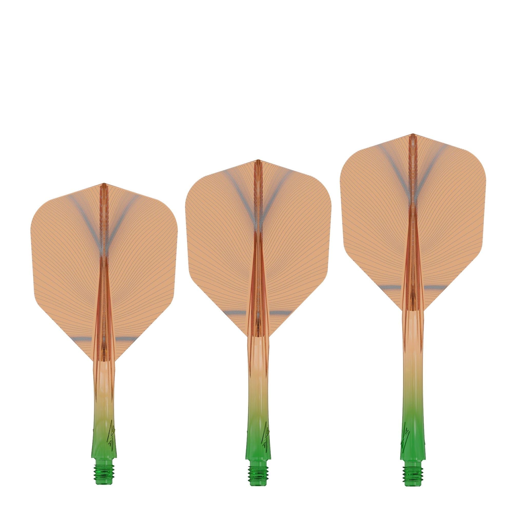 Caliburn SUP Flights Moulded Shaft & Flight | Standard No6 | Feather Design | Multiple Colours & Sizes. (Green & Oange, Medium)