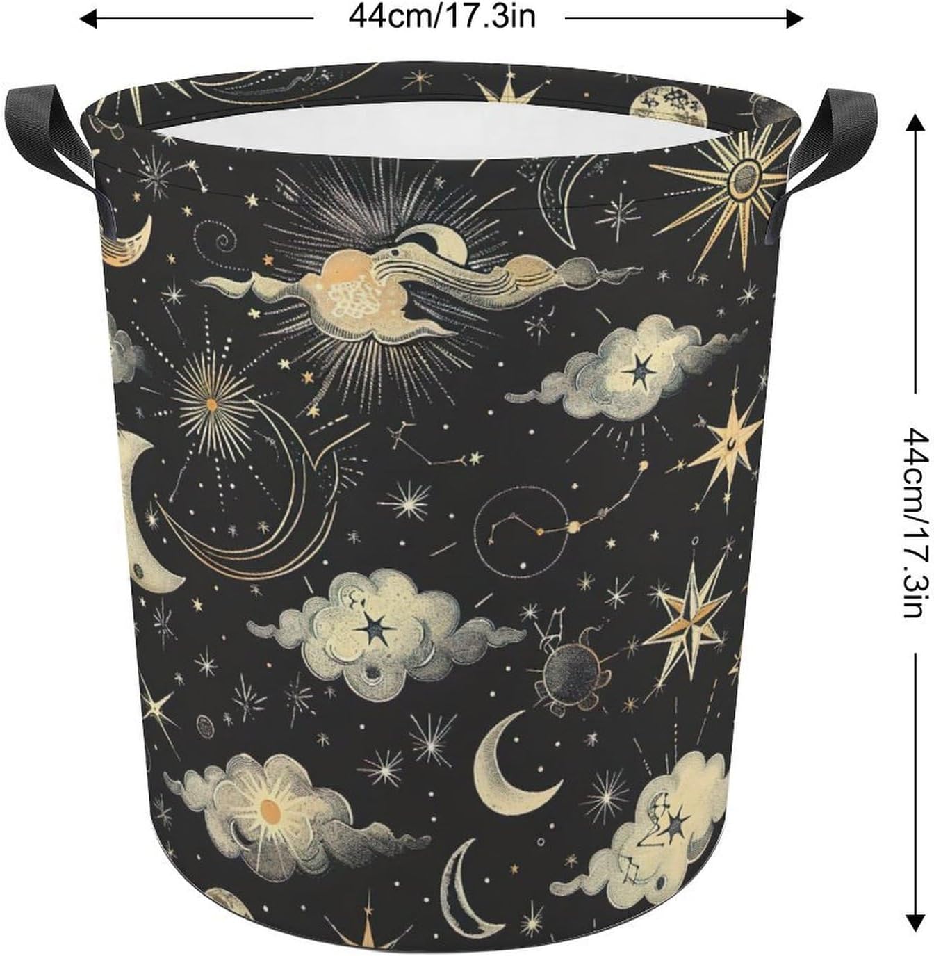 Stars And Moons Foldable Laundry Hamper with Handles, Waterproof Oxford Cloth Basket, Collapsible Storage for Bathroom Bedroom Dorm image 2