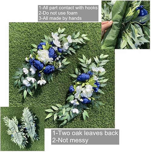 Miniatura 6 de Flores de arco de boda 2 piezas de hojas de eucalipto guirnaldas florales de peonía flores artificiales para cortinas traslúcidas silla de boda