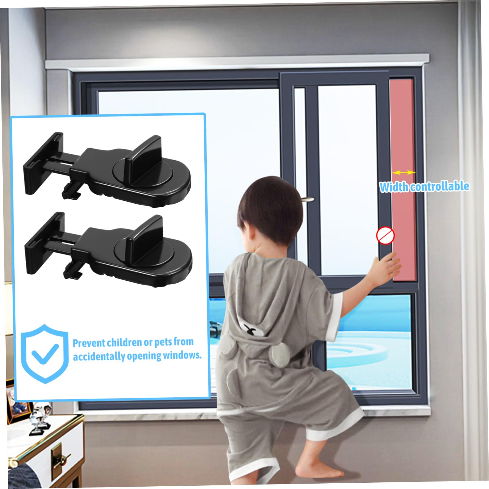 Tofficu 5 Ensembles Verrou De Fenêtre Coulissante Réglable Verrous Pour Fenêtres Portes Coulissantes De Protection 2 Pièces * 5