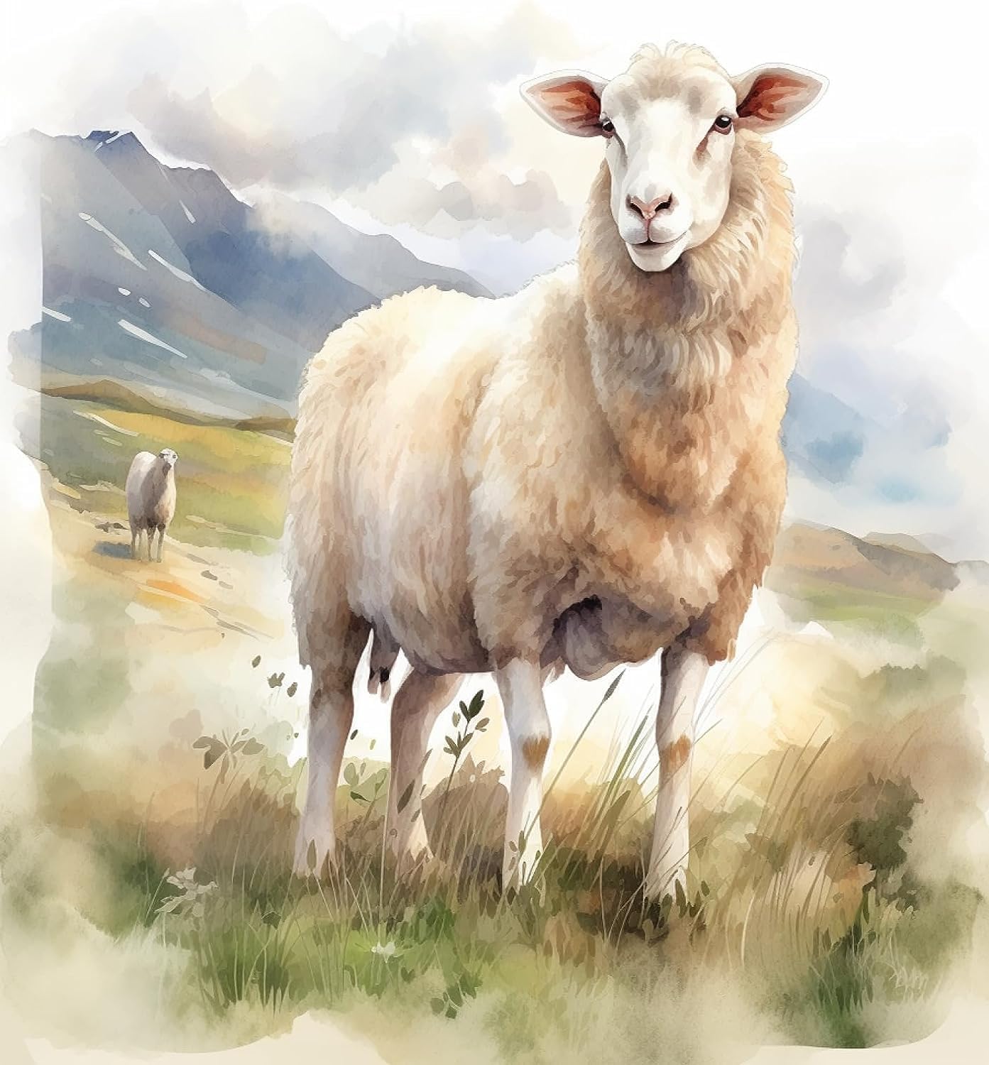 ZMHZMY Paint by Numbers Kit Digital Painting Sheep Goat DIY Oil Painting Drawing Canvas with Brushes Art Decorations 40x50cm 40x50cm