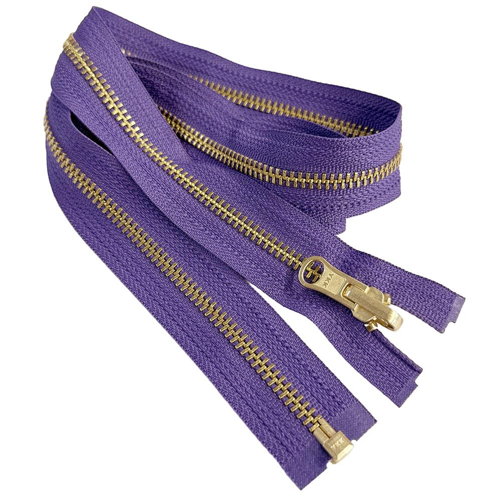 #5 Brass Metal YKK Medium Weight Inside/Outside Reversible Slide Jacket Zipper Separating Color Purple #559W Choose Your Length (1 Zipper) Made in The