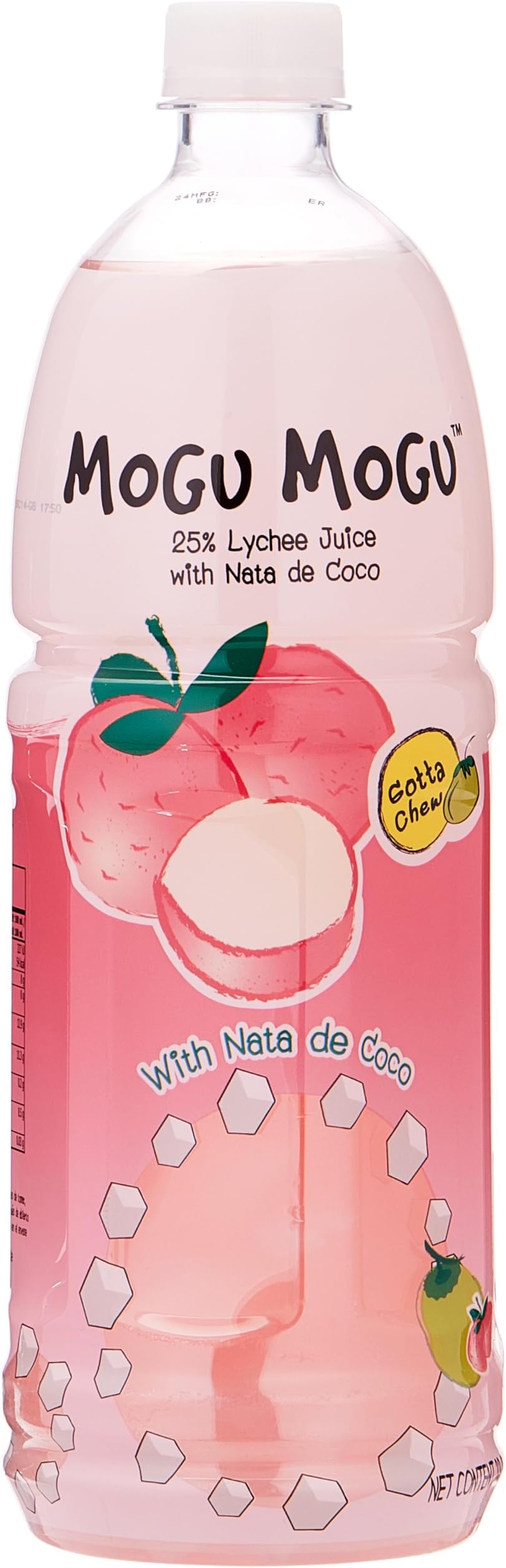 Lychee Juice with 25% Nata De Coco, 33.8 Fl Oz (Pack of 12)