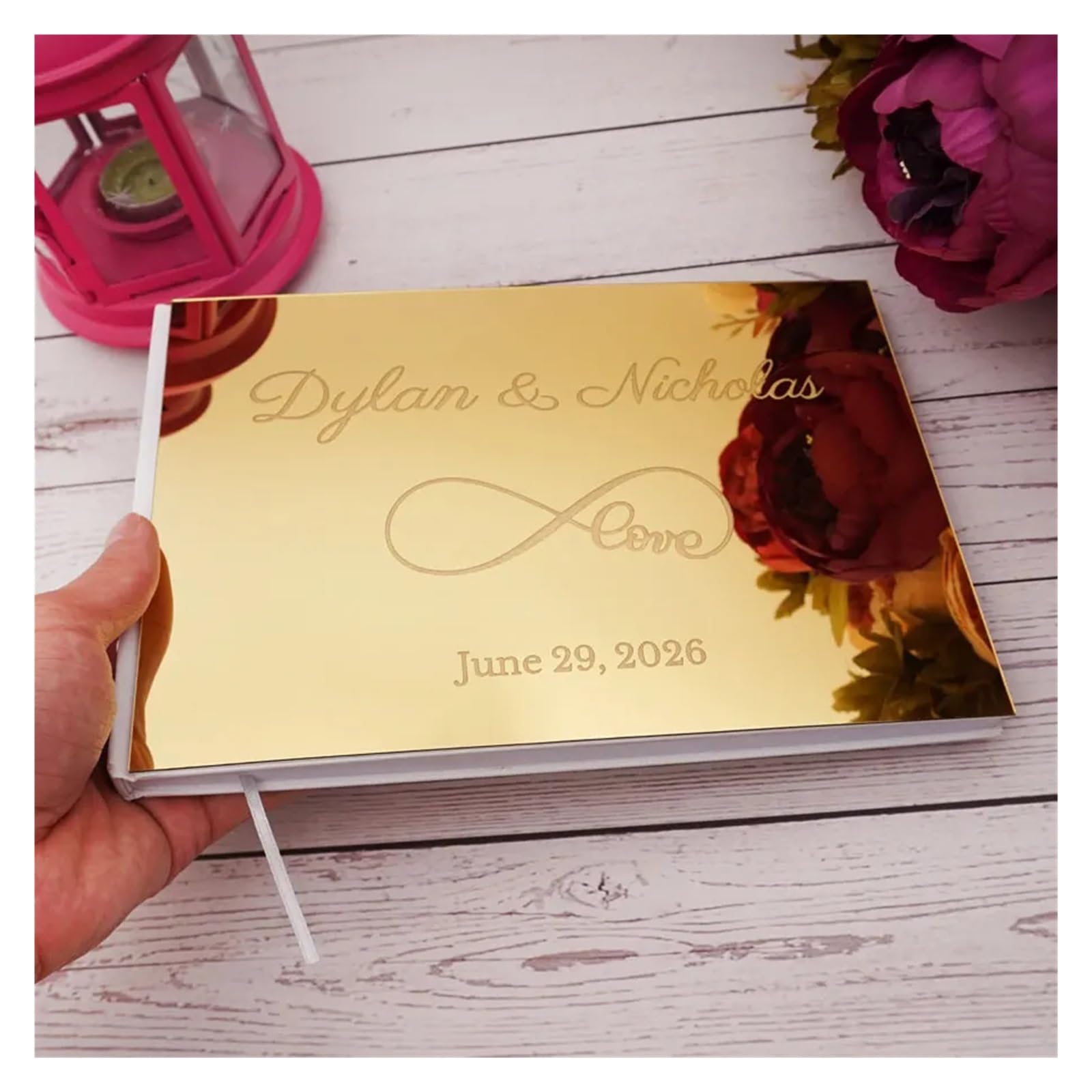 Libro Firmas Boda Libro de visitas Boda acrílico con Tema Amor
