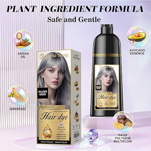 Miniatura 9 de Champú natural para teñir el cabello 3 en 1, color de cabello para cobertura de cabello gris, champú para colorear cabello castaño para mujeres,