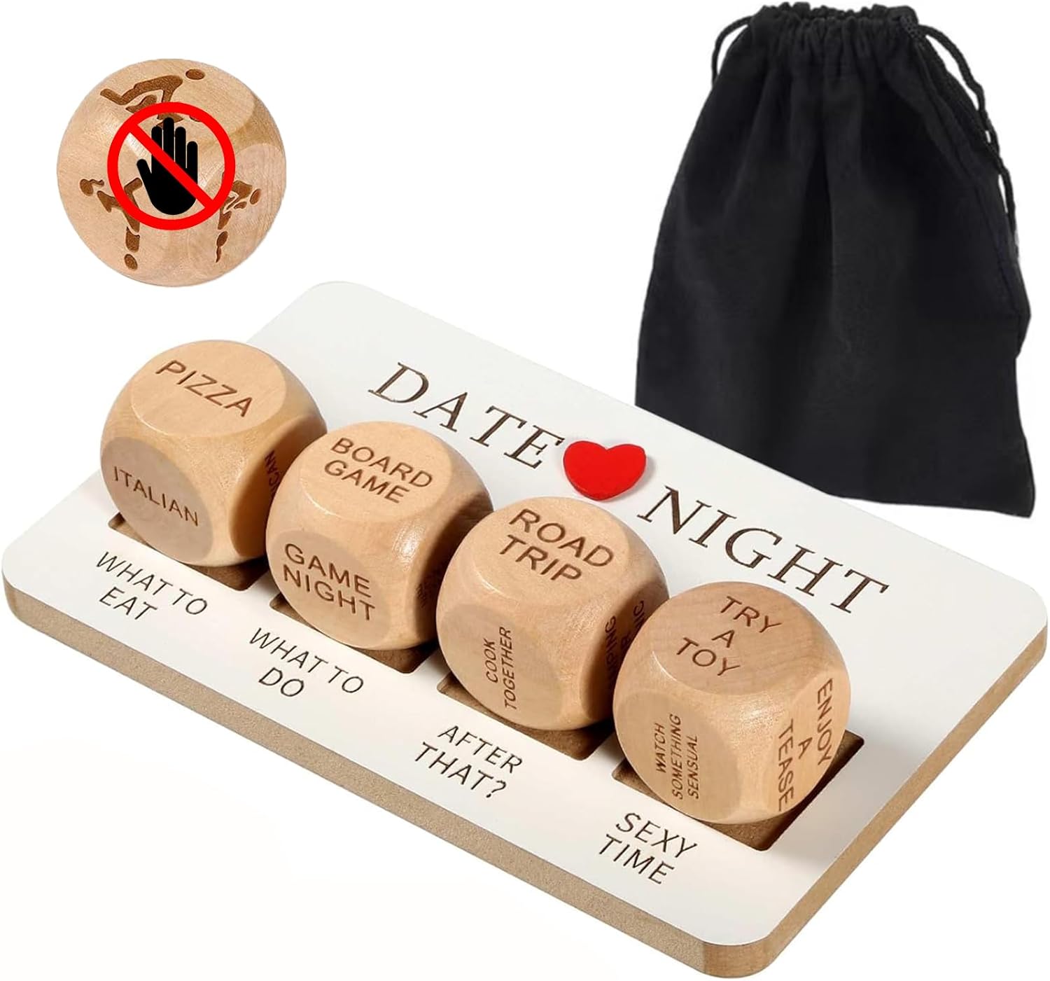 FOWSEEK Date Night Dice, Funny Date Night Idea Dice for Couples, Portable Wooden Dice Kit for Wife Husband Girlfriend Boyfriend Couples Games Valentine's Day Wedding Anniversaries Birthdays Gifts