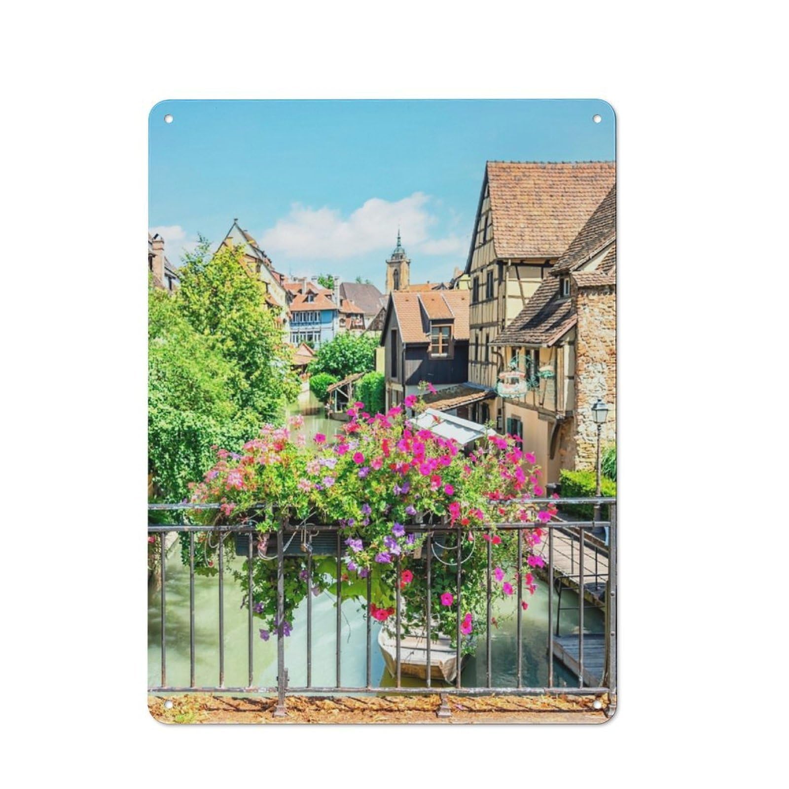 Farmhouse Romantic Colmar Country Metal Sign 40x30cm, Cottage Wall Art for Farmhouse Kitchen, Pantry Or Dining Area