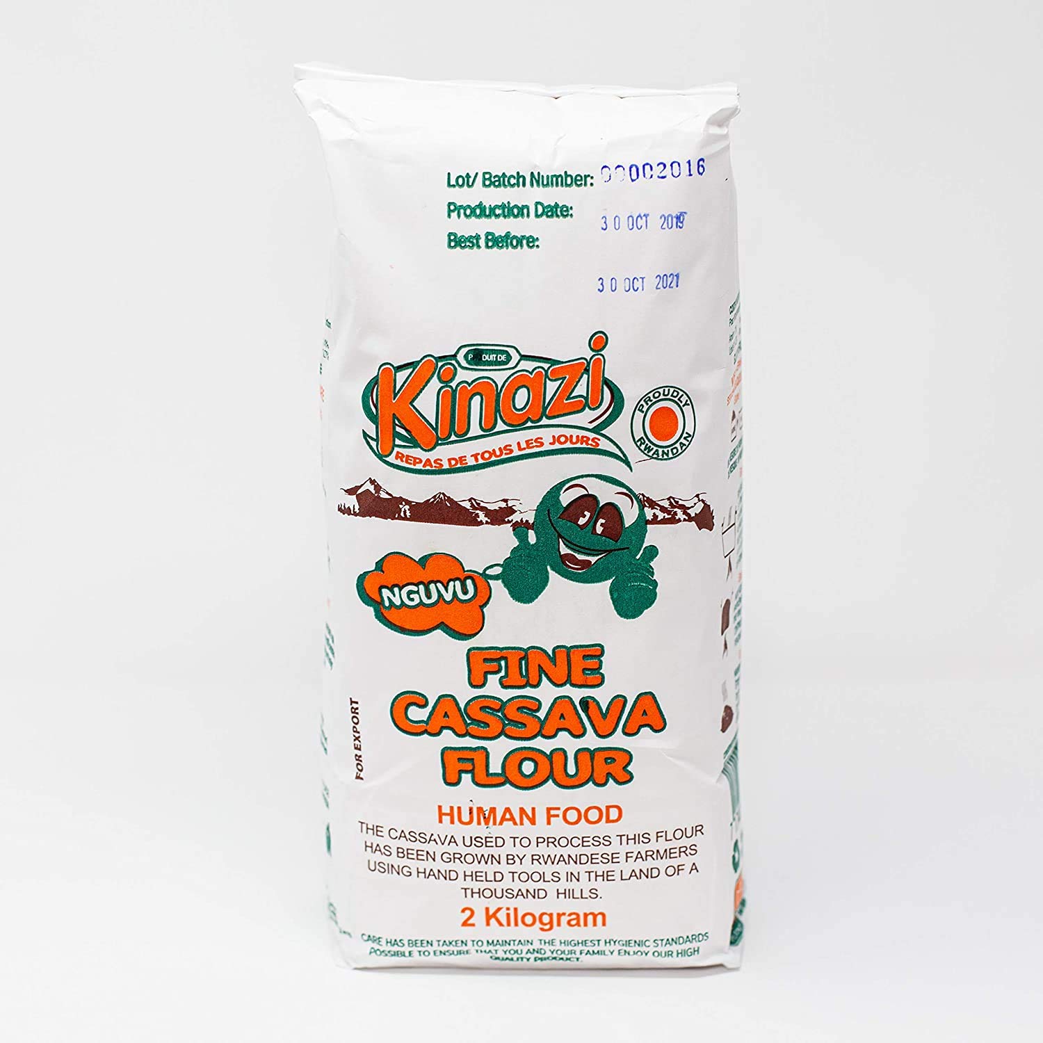 Fine Cassava Flour | Kinazi | Gluten Free Cassava Flour | Grown and Processed in Rwanda | Suitable for Coeliacs (2kg)