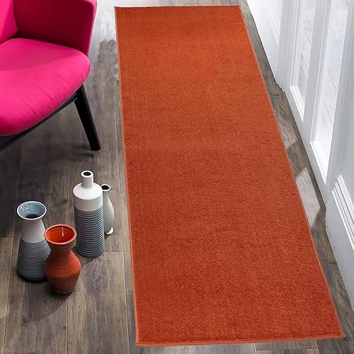 Miniatura 10 de Alfombra lavable de tamaño personalizado, color rojo, (7 pies de largo x 26 pulgadas de ancho), corte personalizado, antideslizante, parte trasera