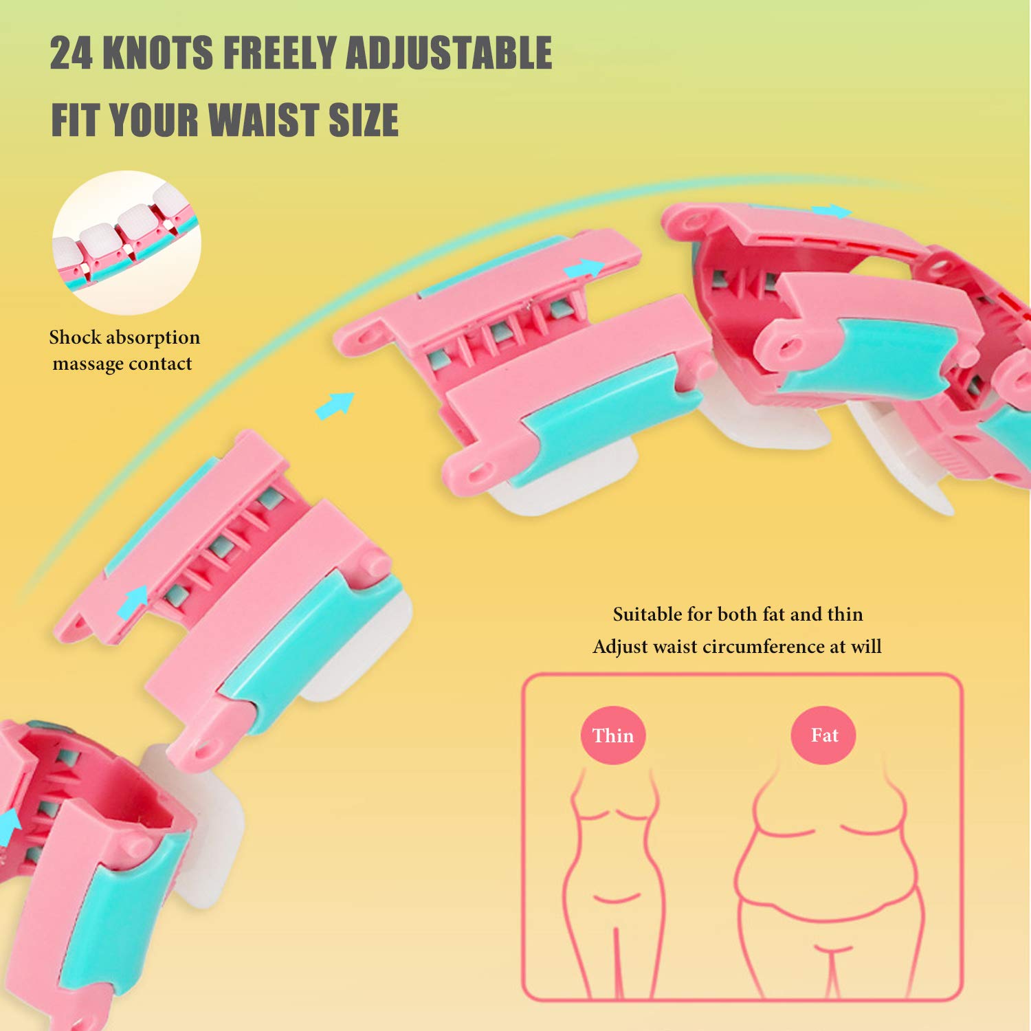 Hula Hoops Intelligents, Hula Hoop Fitness Perte de Poids sans Jamais Tomber pour Les Adultes Débutants Abdomen Fitness Augmenter la Beauté et Massage,24 N?uds Détachables