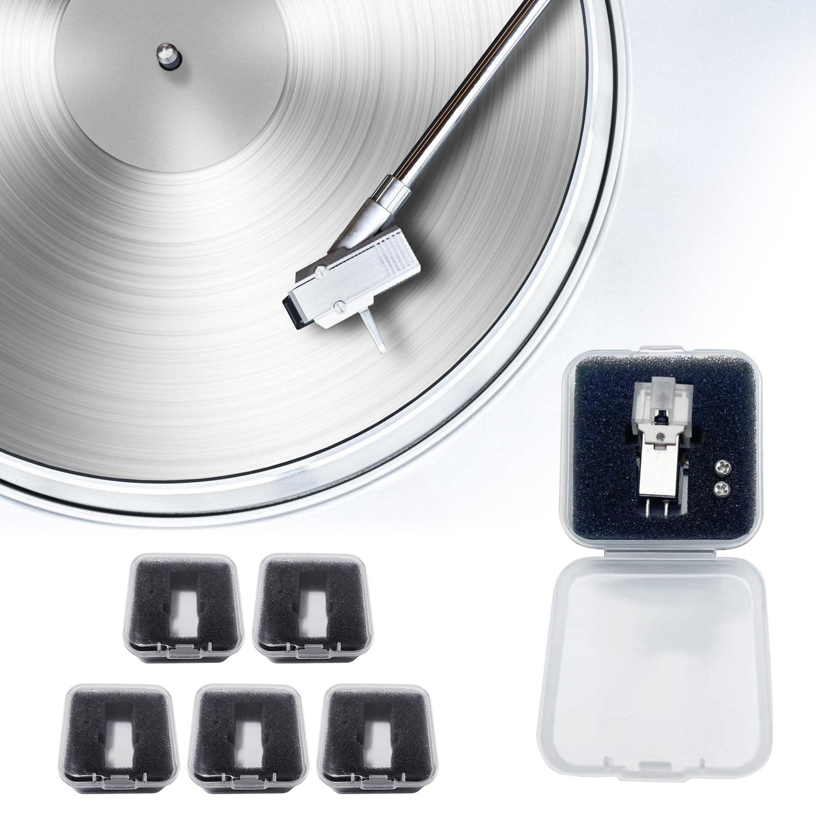 QERPON 5/10Pcs Phono Shell Case Headshell Cartridge Keeper Clear Turntable Record Player Styluses Holder Phonograph Storage