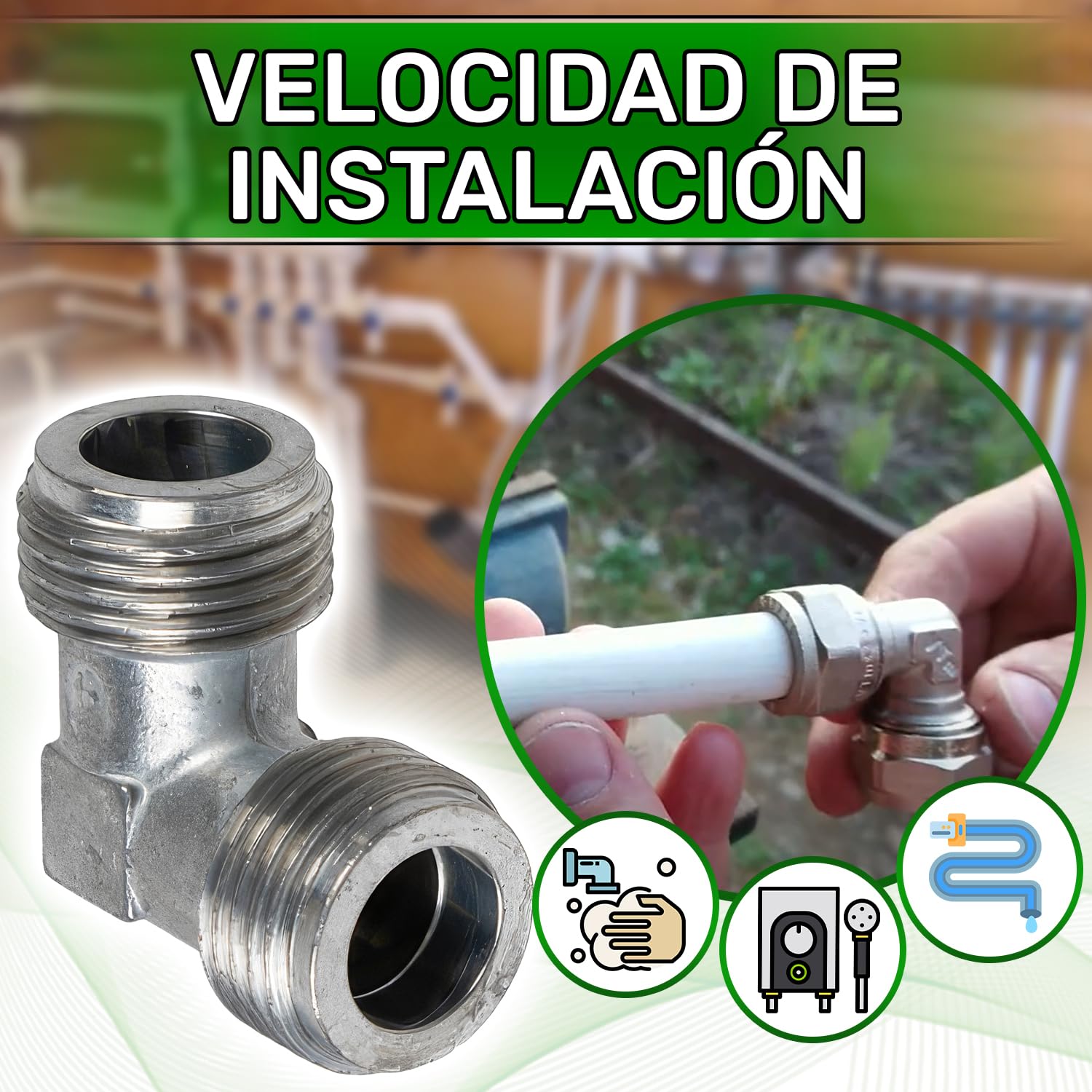 Codo de 90° Conexión Gas 1/2" Macho/Macho Tope Junta - ONIX TECH