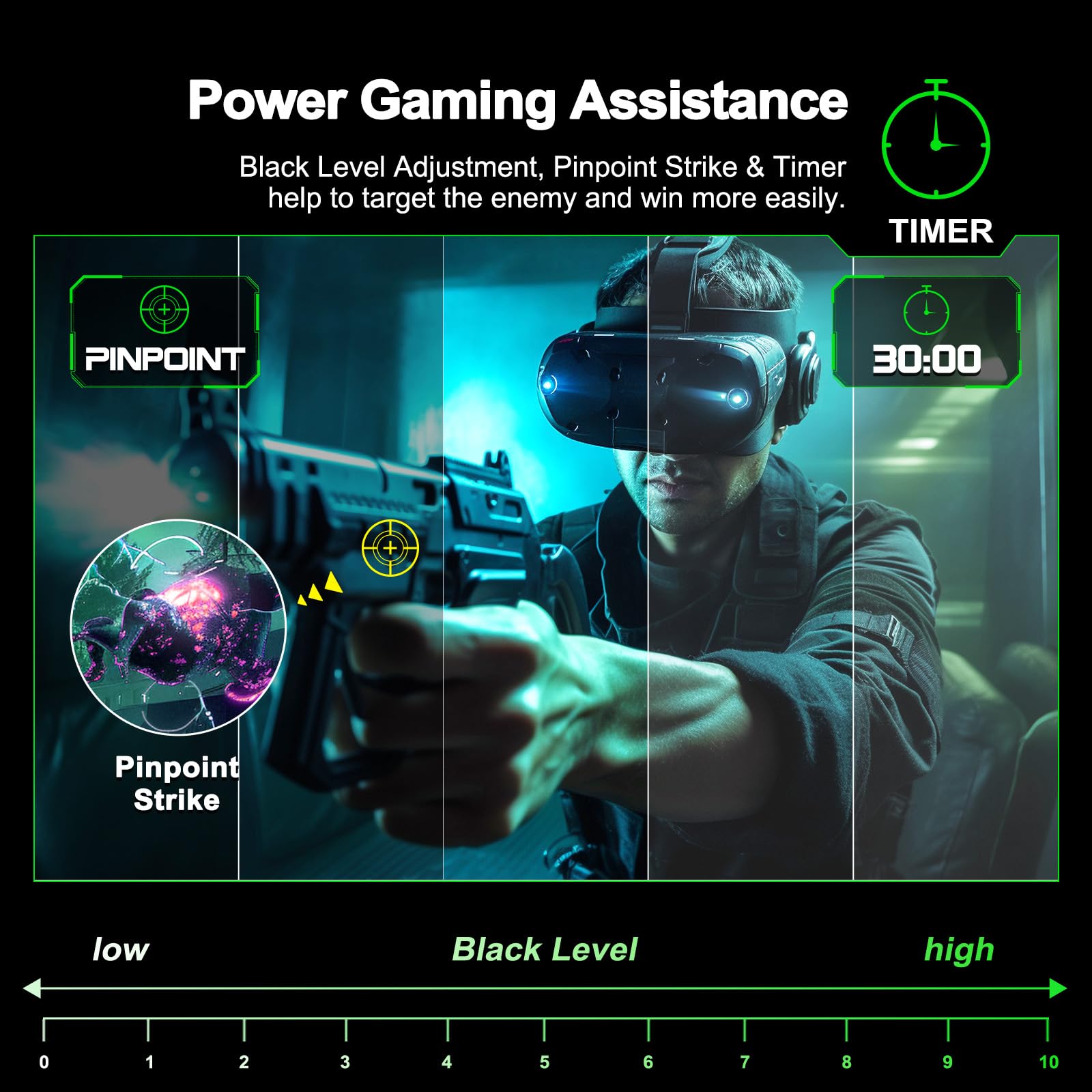 Minifire 27 Inch Gaming Monitor, 200Hz, Full HD 1920x1080 Curved VA Panel, Built in Speaker, Ai Crosshair, 1Ms MPRT, Adaptive Sync, sRGB130%, DCI-P3 95%, VESA 100x100, HDMI1.2＆DP1.4, MFG27C1 — view 5