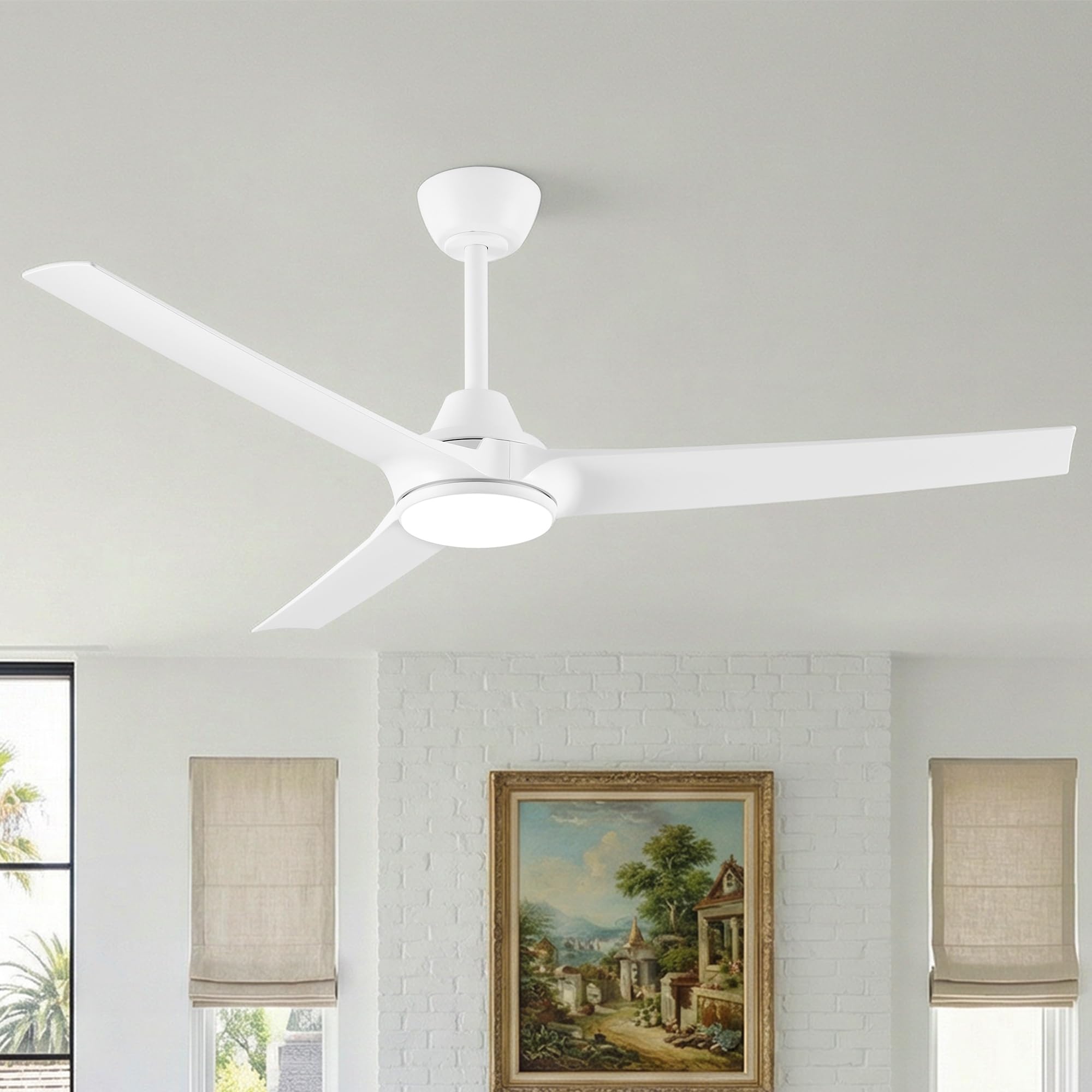 Parrot Uncle 132cm Ventilator Deckenleuchte,Umkehrbarer Ventilator, 3 Flügel, 3 Farbtemperatur,6 Geschwindigkeiten Zeitschaltuhr,Fernbedienung Leise Dimm für Schlafzimmer Wohnzimmer,Weiß