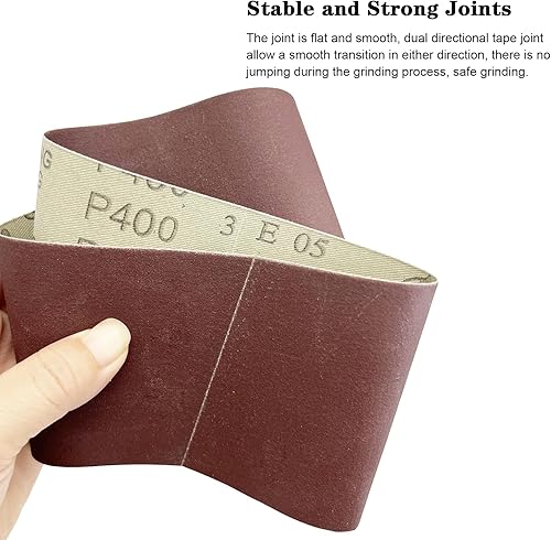 Miniatura 4 de 16 correas de lijado de 3 x 21 pulgadas, 2 de cada uno de granos 8001000, 3 de cada uno de granos 80120240400, banda lijadora de óxido de aluminio