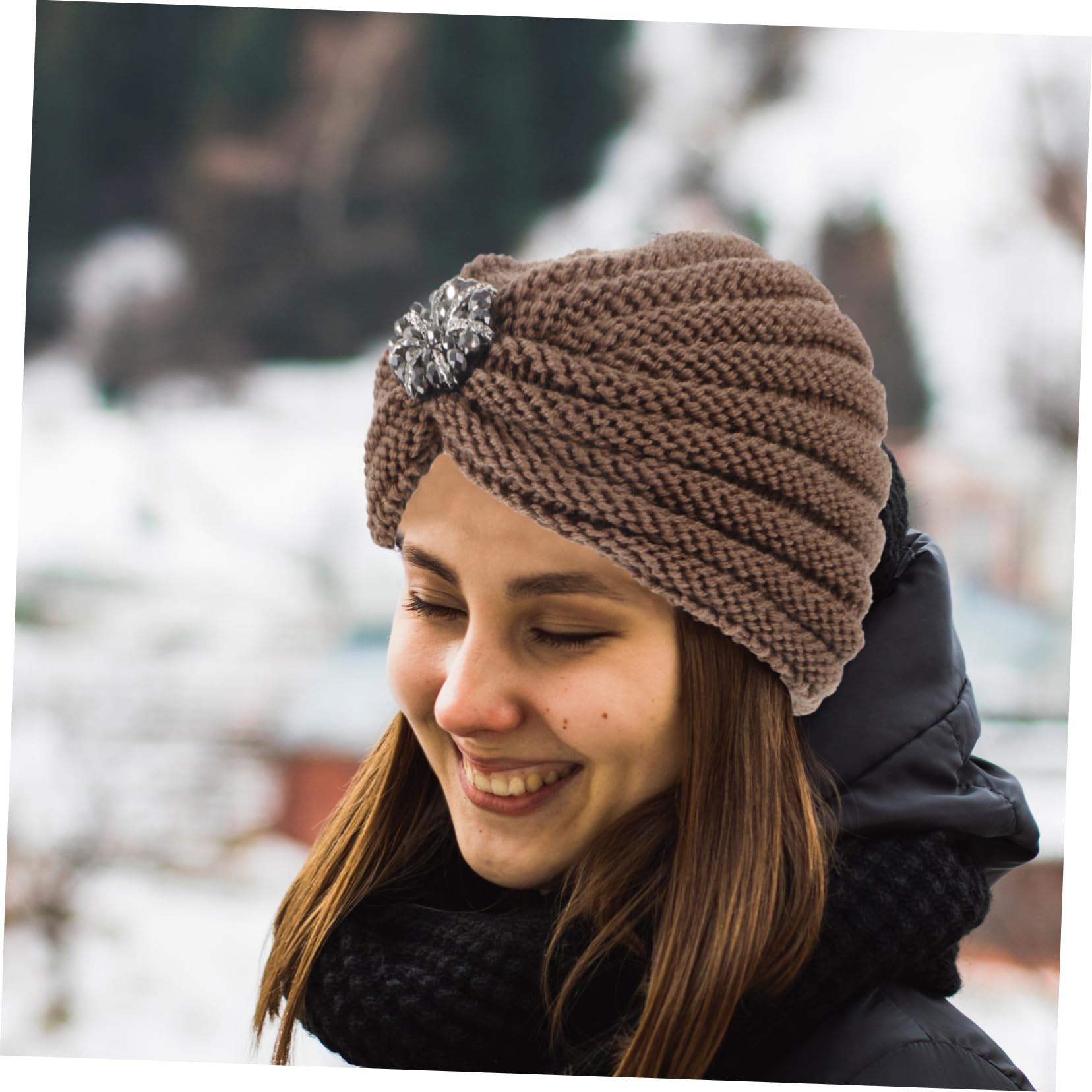 2piezas Gorro Para Mujer Gorro De Punto Cálido y Elegante Para Otoño Beanie De Moda Color Khaki Para Uso Exteriores y Casa
