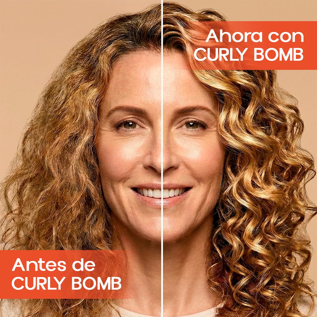 CURLYBOMB Mascarilla Intensiva Definidora para Rizos +40 | Anti-Frizz, Brillo y Reparación | Sin Sales ni Siliconas | Fórmula Vegana | 275ml