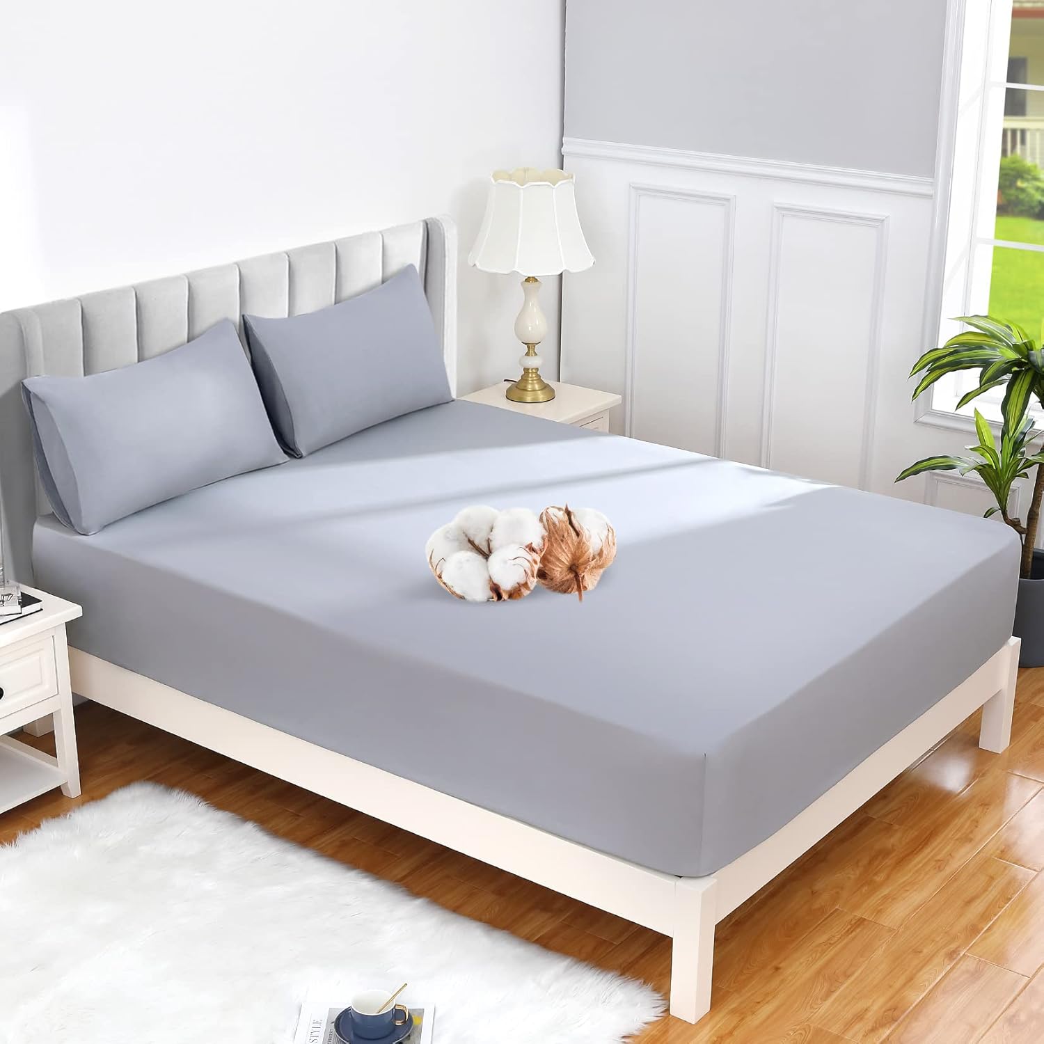 Cal King Fitted Sheet Gray Fitted Sheet 600ThreadCount