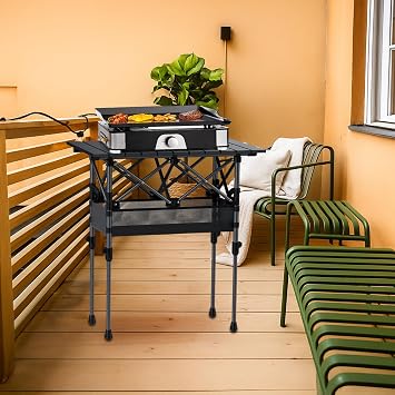 GARLLEN Folding Camping Table 64 x 40 cm and 2 Height Adjustable (44/70 cm) Roll-up Table Top Removable Folding Table Made of Steel Folding Table BBQ Table Side Table Garden Table Picnic Table