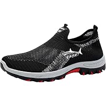 Men's Breathable Mesh Slip-On Hiking Shoes, Lightweight Non-Slip Outdoor Walking Sneakers, Comfortable Casual Soft-Soled Athletic Footwear for Trekking and All-Day Wear