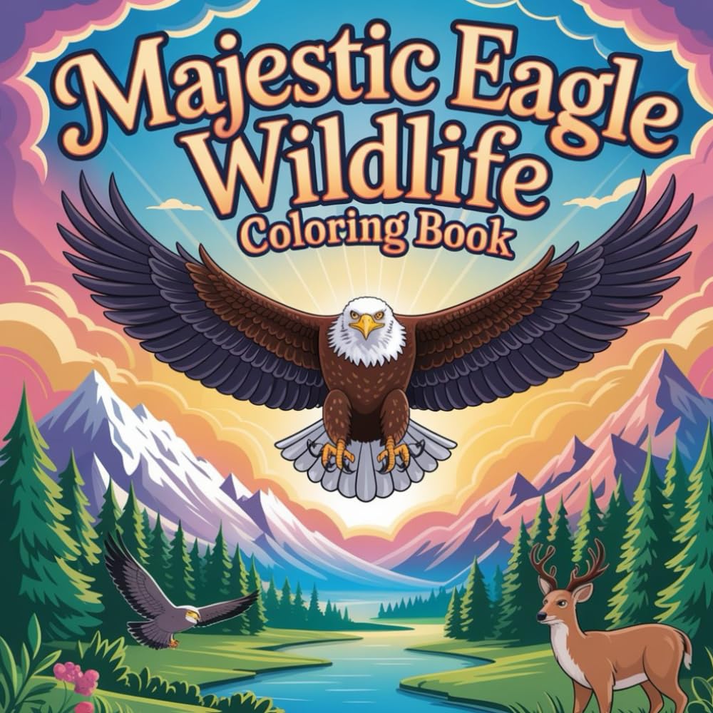 Majestic Eagle Wildlife Coloring book: cute coloring book for kids, coloring book for adults, kawaii coloring book, Coloring Book for Adults and Kids, ... wildlife coloring, nature bird coloring book