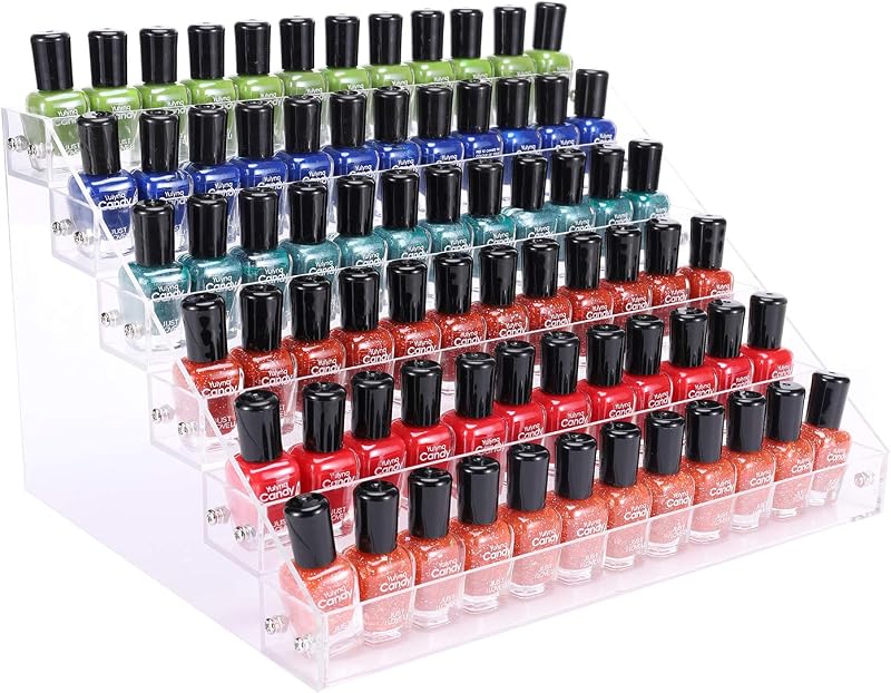 Organizador e expositor de esmaltes BTremary em acrílico transparente com 6 níveis para mesa