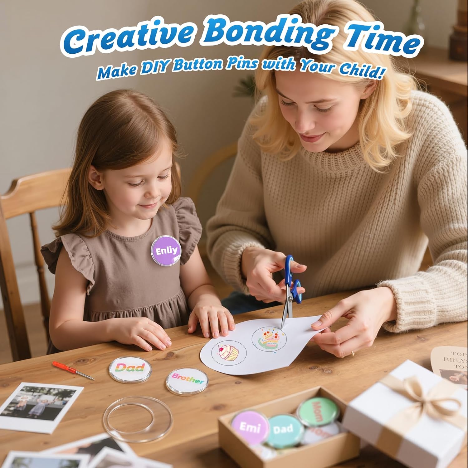 24 Pack 2.36 Inch Clear Button Pins – Photo Button DIY Custom Acrylic Blank Badge Pins for Crafts 2.36