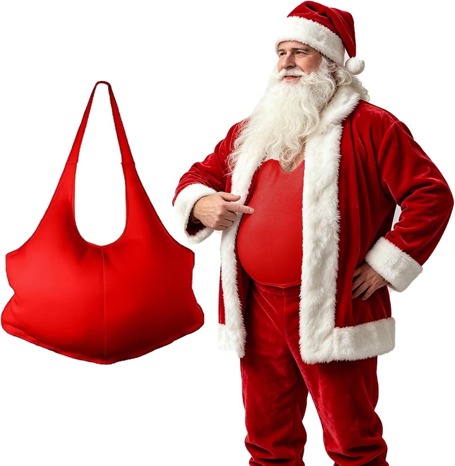 Santa Big Belly,Fake Padded Belly,Fat suit Padded Stomach for Halloween Christmas Cosplay