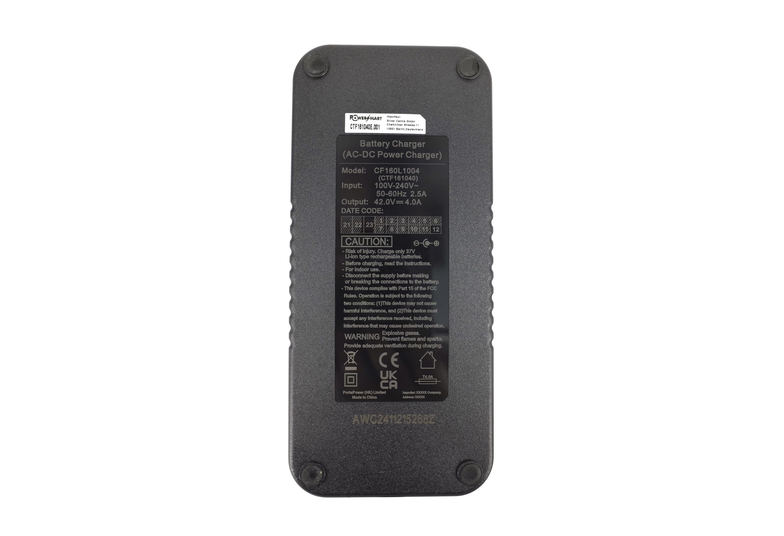 PowerSmart Chargeur 42V 4A avec connecteurs Ronds 5.5 mm x 2.1 mm pour Batteries 36V ACK4201 C060L1001