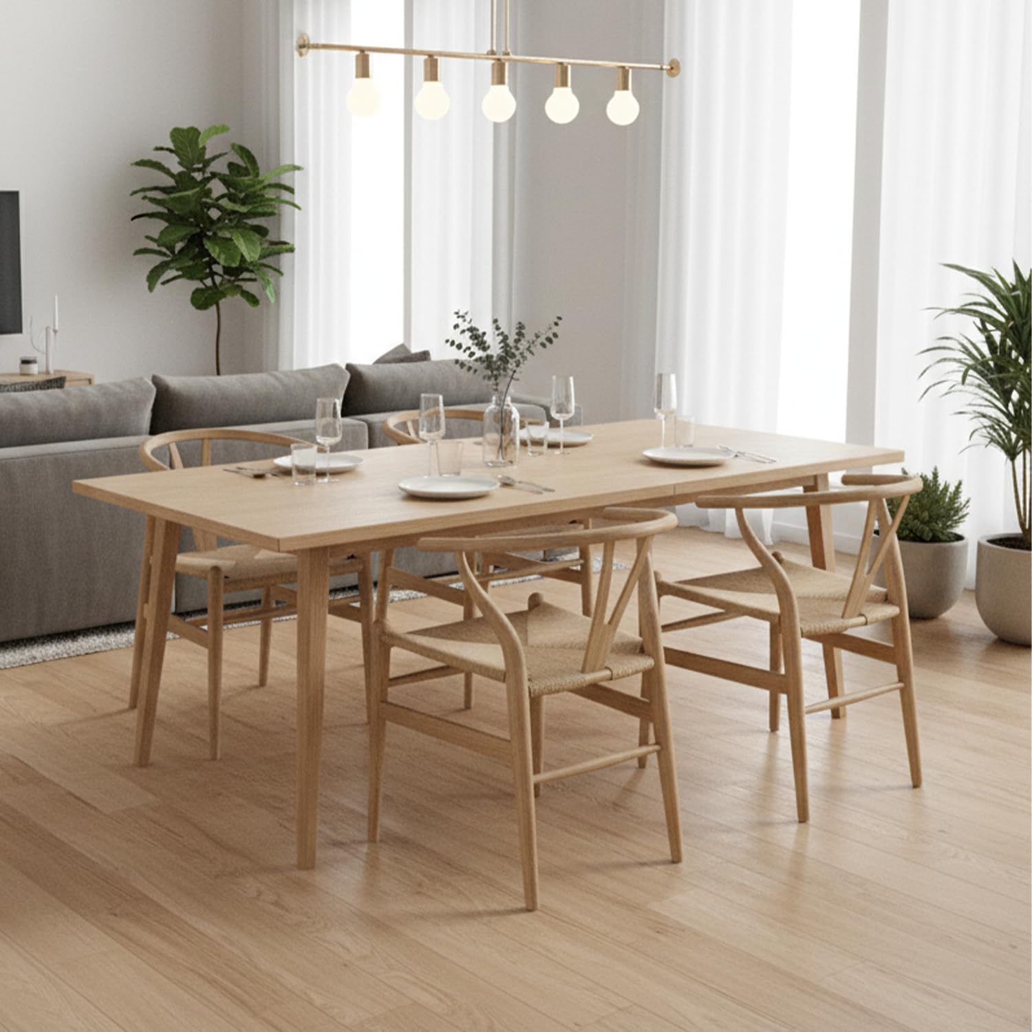 Tomile CH24 Wishbone Stühle Set of 2, Esszimmerstuhl aus Massivholz mit Armlehnen, Hans Wegner MCM Mid-Century Modern Stuhl für Esszimmer & Küche, Natur