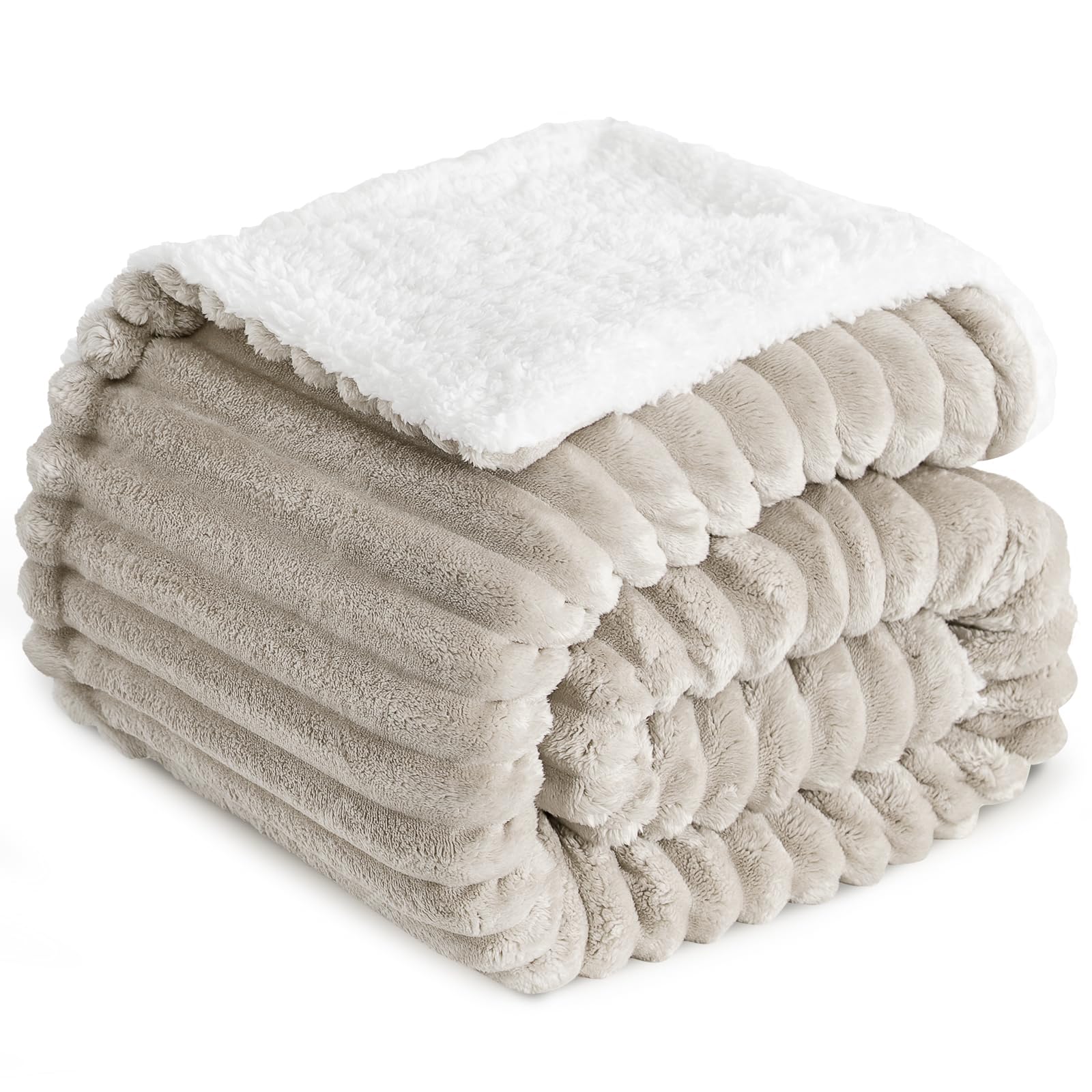 RUIKASI Couverture Polaire Hiver en Sherpa Doux 150x200 Beige pour 2 Personnes Chaude