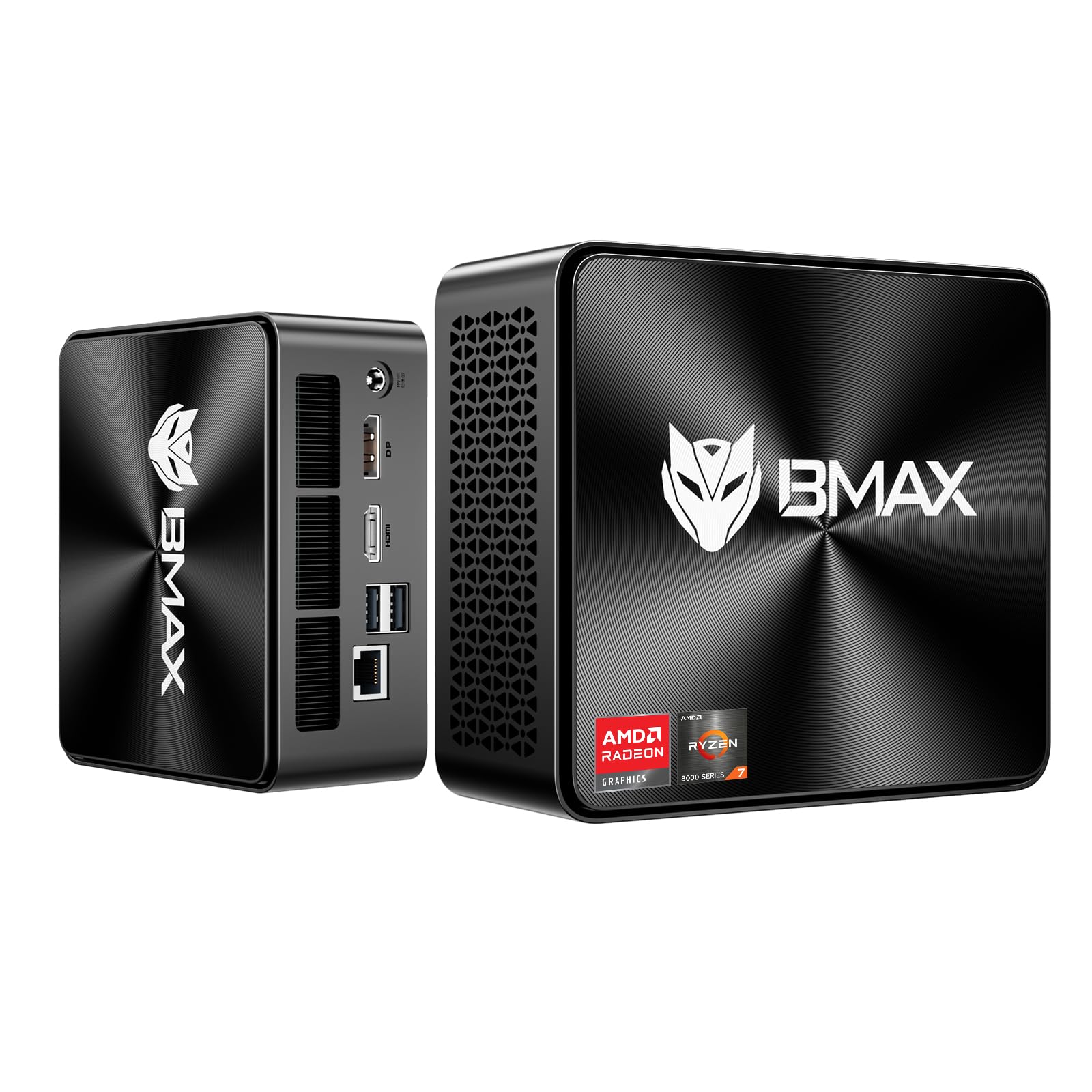 BMAX Mini PC Ryzen 7 8745HS(8C/16T, Max 4,9 GHz),16GB DDR5, 512GB NVMe SSD | Radeon 780M | 8K/60Hz | Triplo Display DP+HDMI+Type-C | WiFi 6,BT | 2.5G LAN | Mini Desktop Computer per Gaming, Ufficio