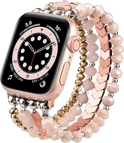 Miniatura 23 de MOFREE - Pulsera de cuentas elástica para reemplazo de correa de Apple Watch de 40 mm, 38 mm, 41 mm, 42 mm para Series SE, 10, 9, 8, 7, 6, 5, 4, 3,