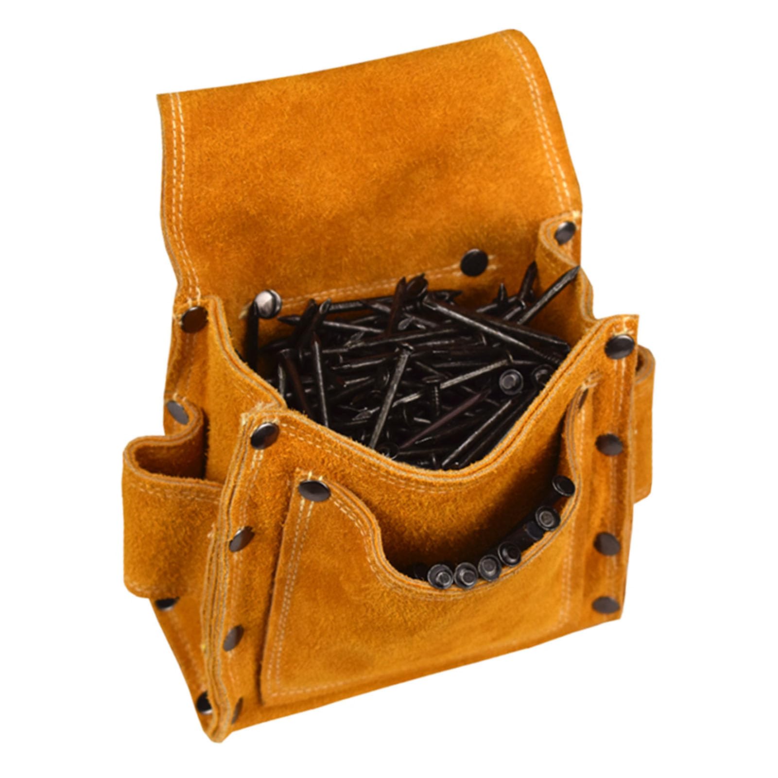Bolsa de Herramientas de Bolsillo en la Cintura para Carpintero, cinturón de Cuero Duradero para Clavos con diseño Ajustable, Almacenamiento de Gran Capacidad para Herramientas de